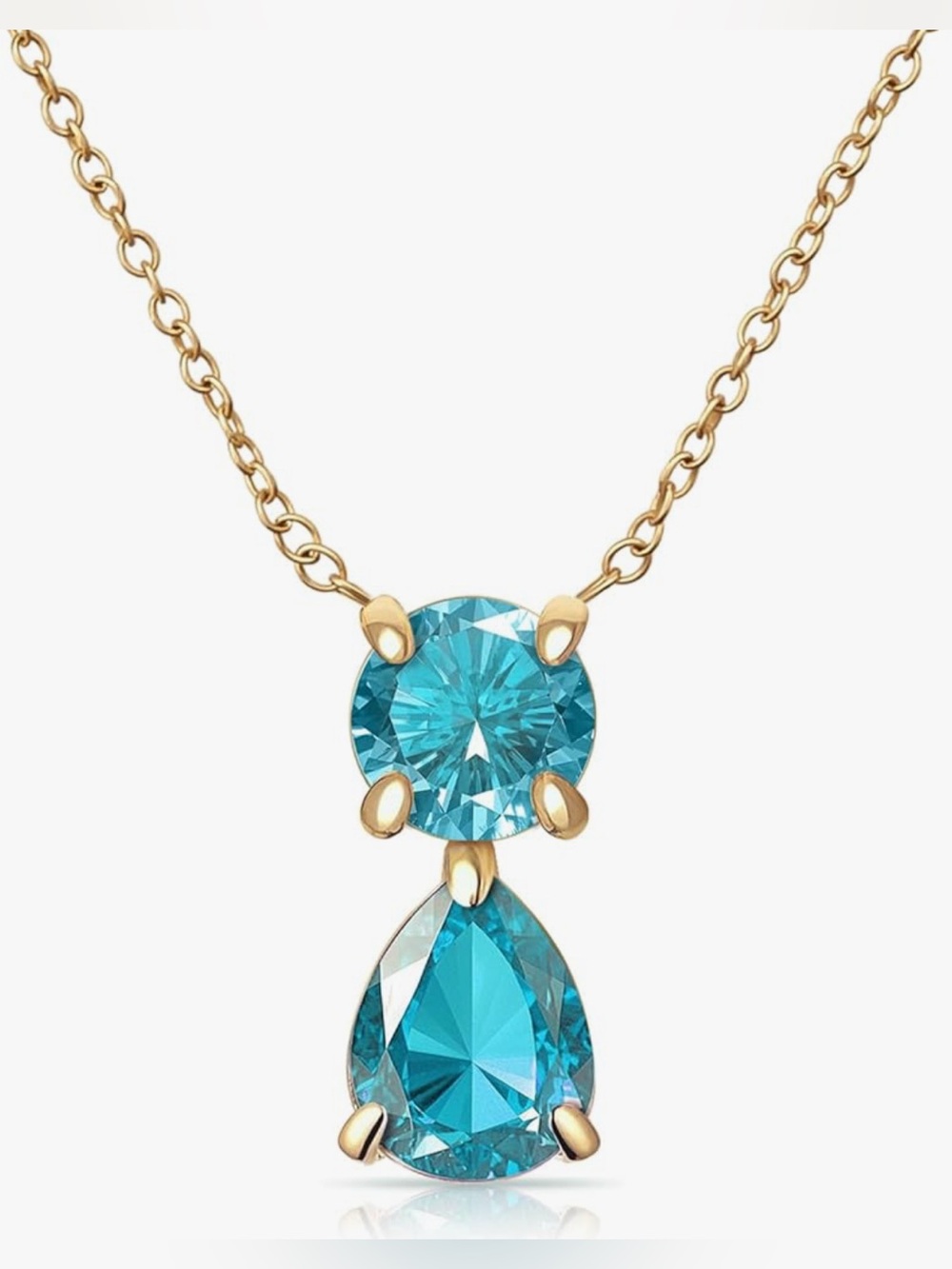Gorgeous Neiman Marcus 18KT Gold Vermeil 2 Stone Aquamarine necklace